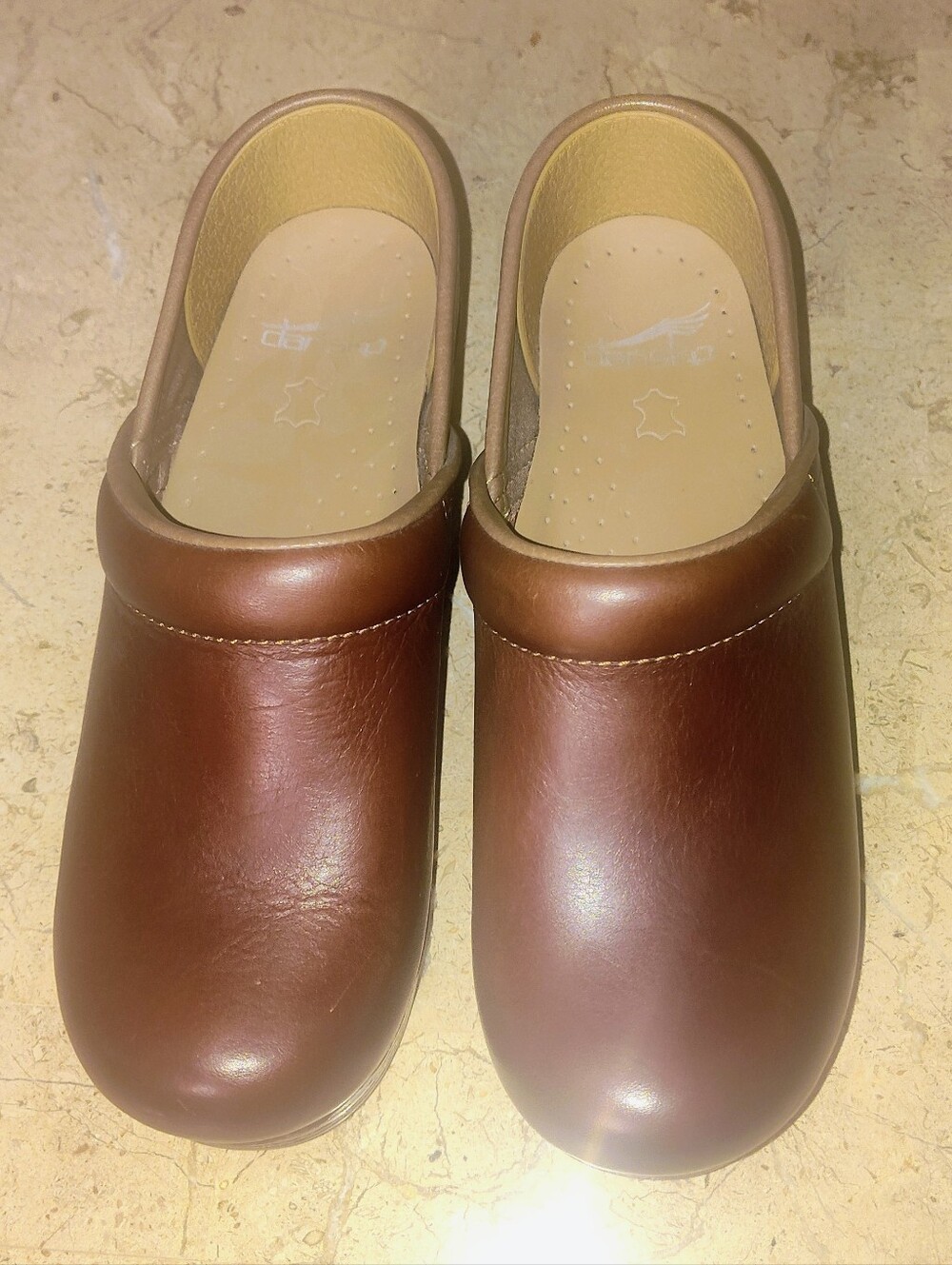 Dansko Professional Honey Distressed Classic Women's Brown Leather Clogs